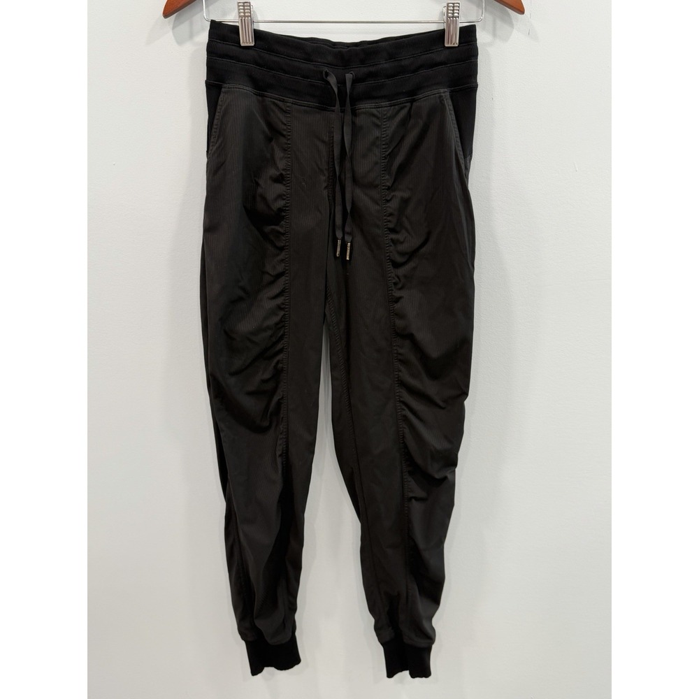 Lululemon Dance Studio Joggers Black Ruched Leg Drawstring Waist Size 6